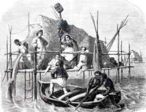 Sponge fishermen at work.