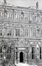 Detail of the facade of the Otto-Heinrich-Haus in Heidelberg.