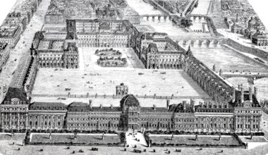 Overview of the Louvre and the Tuileries from the garden.