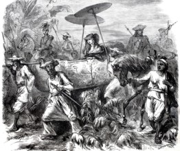 Wilhelmina Mac-Slane in a palanquin.