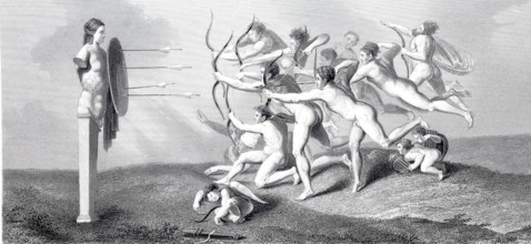 Archers shooting at a herm.