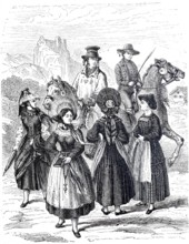 Folk costumes in the Allgaeu region around 1888.