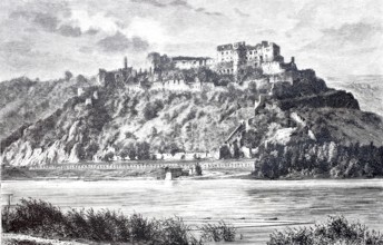 Rheinfels Castle is the ruin of a spur castle on a ridge between the left bank of the Rhine and the Grundelbach valley above St. Goar.