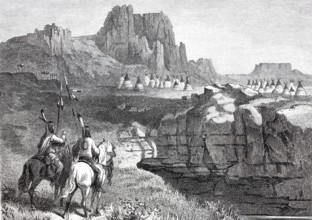 An Indian camp with tents.