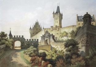 Veste Coburg in 1864. Coburg. Upper Franconia. Bavaria. Germany. Historical. digitally restored