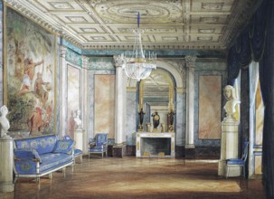 Reception room in Ehrenburg Castle. 1845. Coburg. Upper Franconia. Bavaria. Germany. Historical.
