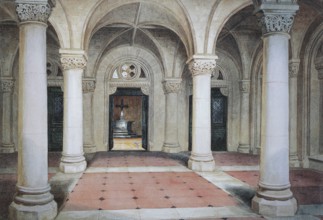 Inside the ducal mausoleum. 1860. Coburg. Upper Franconia. Bavaria. Germany. Historical. digitally