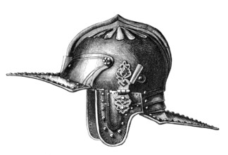 17th-century helmet said to have belonged to Oliver Cromwell. from the book The British Army. 1868.