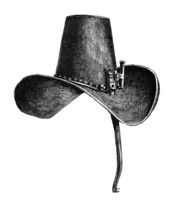 A 17th-century iron hat with a nose guard. worn by Charles I. from the book *The British Army*.