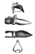 Stirrup and iron shoe. also soleret. armored shoe. Bärlatsch. 14th century. from the book The