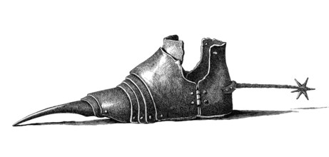 A sabaton. iron shoe or mail shoe or solleret. dating to 1400 AD. from the book The British Army.