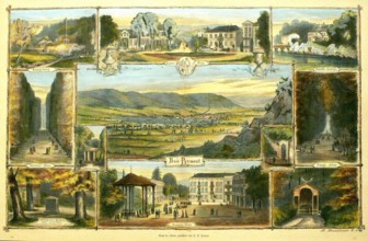 View of Bad Pyrmont around 1850. Historic. Lower Saxony. Germany. digitally restored reproduction