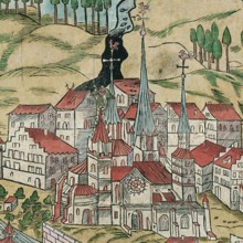 The Minster of Basel. around 1690. Switzerland. Historical. digitally restored reproduction from a