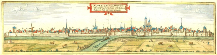 The city of Neuss before the war in 1586. North Rhine-Westphalia. Germany. Historical. digitally