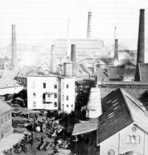 The Krupp factories in the city of Essen in 1864. North Rhine-Westphalia. Germany. Historical.