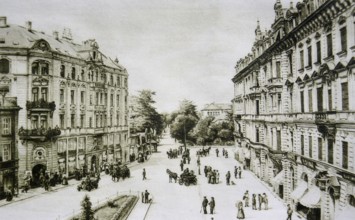 The Lower Opera Street in Bayreuth in 1910. Upper Franconia. Bavaria. Germany. Historical.