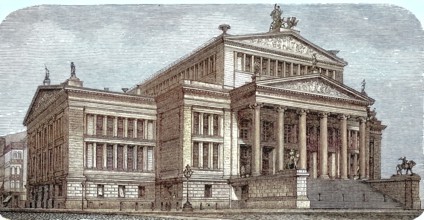 The Royal Theatre of Berlin. built by Schinkel. view from the Lustgarten. around 1895. Germany.