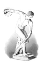 The Diskobolos. a discus thrower by the Greek bronze caster Myron. also known as the Diskobol of