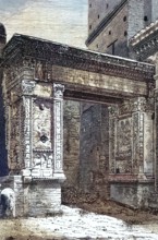 Triumphal Arch of Septimius Severus. Rome. Italy. digitally restored reproduction of an ancient