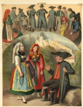 Traditional costumes from Franconian Switzerland. Upper Franconia. Bavaria. Germany. digitally