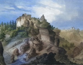 Rabenstein Castle. a high medieval spur castle. Ahorntal. Franconian Switzerland. Bayreuth district