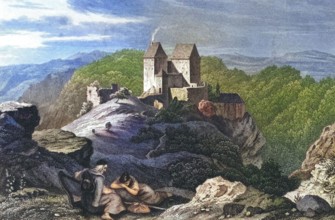 Rabeneck Castle. around 1850. high medieval aristocratic castle. Franconian Switzerland. Bayreuth