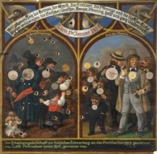 Marksman's target from the Kronach shooting festival. 1875. Upper Franconia. Bavaria. Germany.