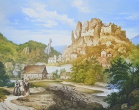 Castle and village of Streitberg. climatic health resort. Franconian Switzerland. around 1850.