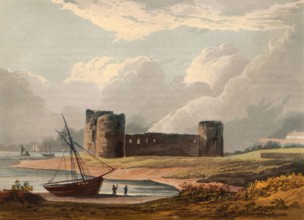 Flint Castle. castle ruins in Flintshire. Wales. around 1850. after a painting by Theodore Henry