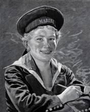 Young sailor. Navy. smoking a pipe. around 1880. Germany. Historical. authentic. digitally restored