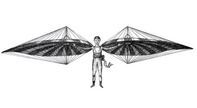 Flying machine from 1811 from Ulm. glider by Albrecht Ludwig Berblinger. the tailor from Ulm.