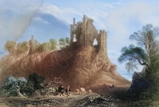 Carrigogunnell Castle. near Limerick. Ireland. from The Scenery and Antiquities of Ireland. 1841.