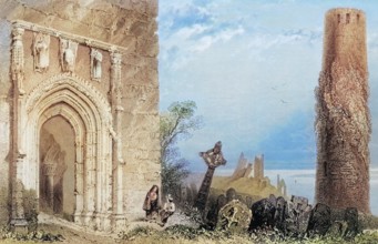 Entrance to Temple Mcdermot. Clonmacnoise. Ireland. from The Landscape and Antiquities of Ireland.