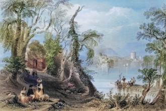 Innisfallen. Lake Killarney. County Kerry. Ireland. from The Scenery and Antiquities of Ireland.