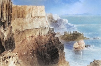 Plaiskin Cliff near the Giant's Causeway. County Antrim. Ireland. from Scenery and Antiquities of