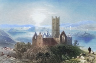 Roserk Abbey. County Mayo. Ireland. from The Landscape and Antiquities of Ireland. 1841. digital