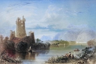 Ross Castle. County Kerry. Killarney. Ireland. from The Scenery and Antiquities of Ireland. 1841.