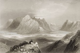 Scene from Cloonacartin Hill. Connemara. Ireland. from The Scenery and Antiquities of Ireland. 1841
