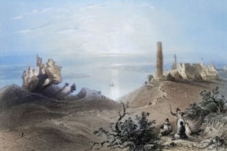 Seven Churches of Clonmacnoise. Ireland. from The Scenery and Antiquities of Ireland. 1841. digital