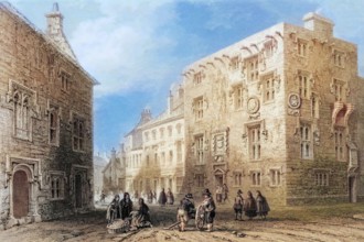 Street in Galway. Ireland. from The Scenery and Antiquities of Ireland. 1841. digital reproduction