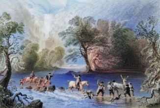 Killing a stag near Derrycunniky Cascade. Killarney. County Kerry. Ireland. from ""The Scenery and