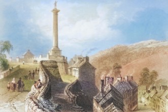 Walker's Pillar - Walls of Londonderry. Ireland. from The Scenery and Antiquities of Ireland. 1841.