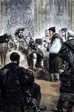 King Henry VIII presents the Great Bible to his lords in 1539. an English translation that was an