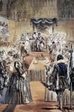 The English coronation of James I (1566 to 1625). King of England and Ireland. on 25 July 1603