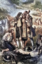 Lord Monmouth exchanges clothes with a shepherd after his defeat at the Battle of Sedgemoor near