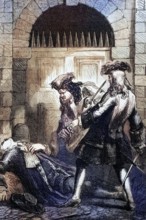 Out of jealousy of a woman. Captain Richard Hill and Charles Mohun. 4th Baron Mohun. ambushed