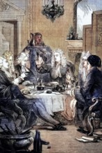 Dinner at the house of Henry St. John Viscount of Bolingbroke in Windsor in 1711. England. digital