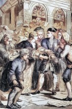 Frantic investors in the South Sea Bubble. the speculative mania that drove many British investors