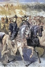 Catherine II. also known as Catherine the Great. in 1762 with her supporting army in St. Petersburg