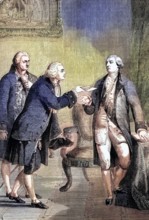 The presentation of John Adams. the appointed first American ambassador to Great Britain. to King